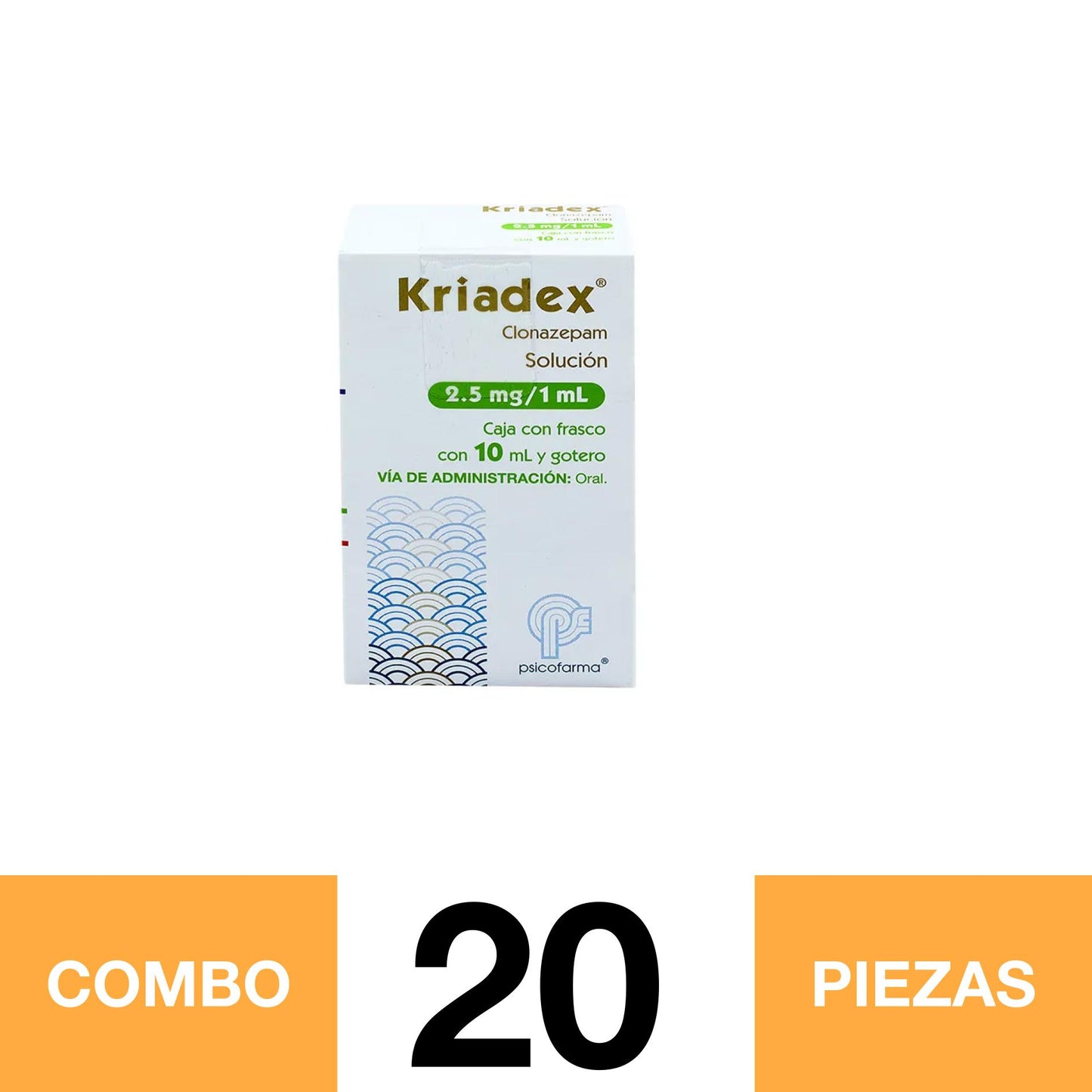KRIADEX CLONAZEPAM 2.5 MG/1 ML FRASCO 10 ML GENÉRICO RX.(COMBO 20 PZA)📦